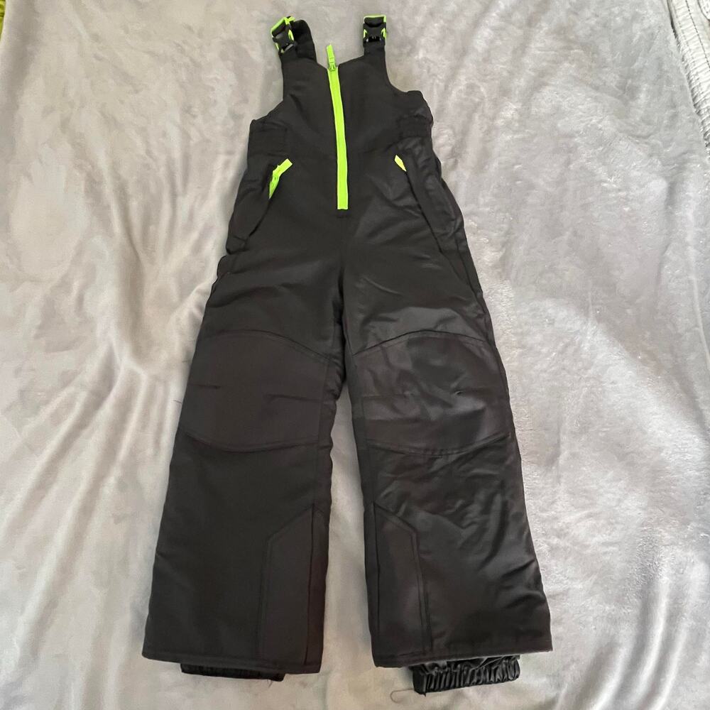 Champion Snow Bibs Snowsuit Graphite Neon Yellow Small 4-5 Unisex Ski Snowboard